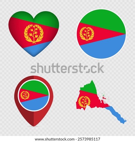 Eritrea Flag Icons Pack. Vector illustration.