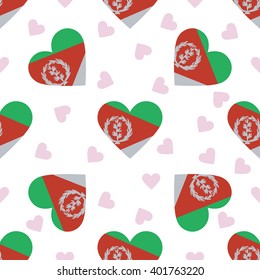 Eritrea flag independence day seamless pattern. Patriotic country flag background. Eritrea flag in the shape of heart. Vector seamless pattern.