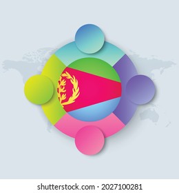 Eritrea Flag with Infographic Design isolated on World map. Vector illustration.