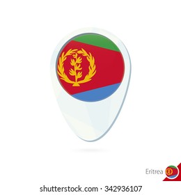 Eritrea flag location map pin icon on white background. Vector Illustration.
