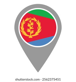 Eritrea flag location pin, flag application, Flag on Location Pin, graphic design, map pointer, vector illustration.
