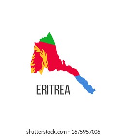 Mapa de bandera de Eritrea. La bandera del país en forma de fronteras. Ilustración vectorial de material aislada en fondo blanco.