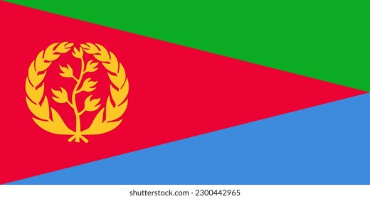Eritrea flag, official colors and proportion. Vector illustration.