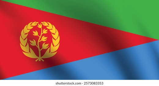 Eritrea flag official colors and proportion digital vector illustration. Pleated flag.
