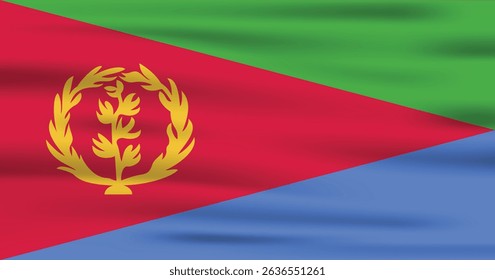 Eritrea flag official colors and proportion digital vector illustration. Pleated flag