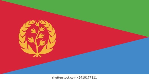 Eritrea flag. The official ratio. Flag icon. Standard color. Standard size. A rectangular flag. Computer illustration. Digital illustration. Vector illustration.