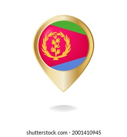 Eritrea flag on golden pointer map, Vector illustration eps.10