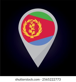 Eritrea Flag on Location Pin. vector illustration