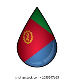 The Eritrea  flag painted on 3D water drop