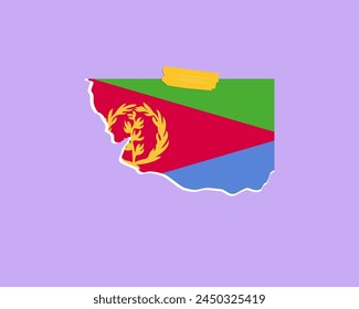 Eritrea flag paper texture, single-piece element, vector design, Eritrea flag taped on wall, decoration or celebration idea