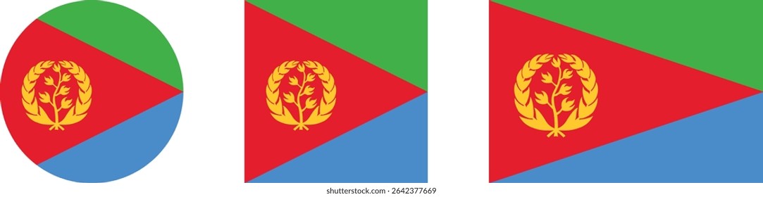 
Eritrea flag PNG vector. Eritrea square and round icon isolated on transparent PNG background. Eritrea flag icon.

