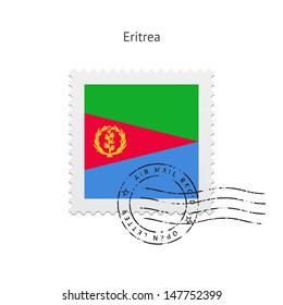 Eritrea Flag Postage Stamp on white background. Vector illustration.