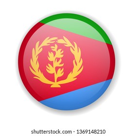 Eritrea flag round bright icon vector Illustration