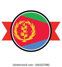 Eritrea flag in round button of icon. flag logo of Eritrea emblem isolated on white background, Eritrea national concept sign, Vector illustration.