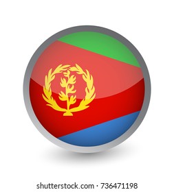 Eritrea Flag Round Glossy Icon. Vector illustration.