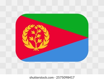 Eritrea flag - rounded rectangle colorful flag representing a country cultural identity and heritage. The essence of national pride and unity. Vector flag on transparent background.