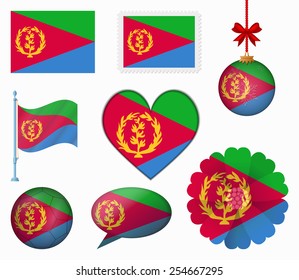 Eritrea flag set of 8 items vector