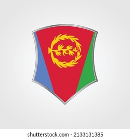 Eritrea Flag with Shield Frame. National Flag