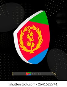Eritrea Flag Shield icon in 3D on Dark Modern Abstract Rugby Background. Perfect for sports events, heritage themes, national celebrations, and patriotic designs.