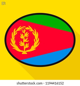 Eritrea flag speech bubble, social media communication sign, flat business oval icon.