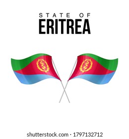 Eritrea flag state symbol isolated on background national banner. Greeting card National Independence Day of the State of Eritrea. Illustration banner with realistic state flag.