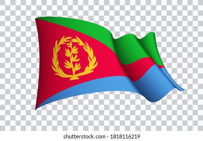 Flaggenstaatsymbol von Eritrea einzeln auf nationalem Hintergrund. Grußkarte Nationaler Unabhängigkeitstag des Staates Eritrea. Illustrationsbanner mit realistischer Staatsflagge.