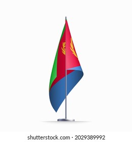 Flaggenstaatsymbol von Eritrea einzeln auf nationalem Hintergrund. Grußkarte Nationaler Unabhängigkeitstag des Staates Eritrea. Illustrationsbanner mit realistischer Staatsflagge.