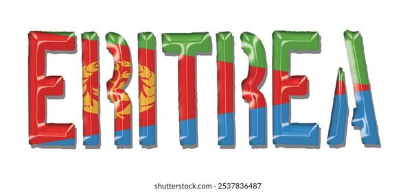 Eritrea flag text font, 3D Eritrea flag fondo colorido, Eritrea flag Ilustración vectorial