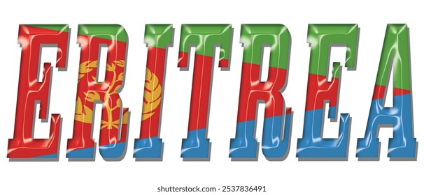 Eritrea flag text font, 3D Eritrea flag colorful background, Eritrea flag vector illustration