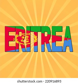 Eritrea flag text with sunburst vector illustration