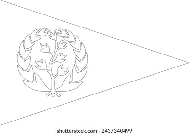 Eritrea flag - thin black vector outline wireframe isolated on white background. Ready for colouring.