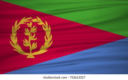 Eritrea flag vector. Vector flag of Eritrea blowig in the wind. EPS 10.
