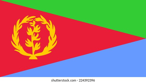 Eritrea flag vector illustration isolated on background. Symbol of country in Africa. Patriotic emblem of Eritrea. African state travel tourism invite banner.