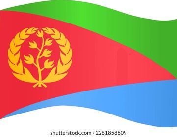 Eritrea flag wave isolated on png or transparent background