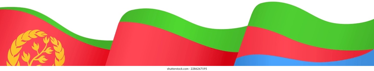Eritrea flag wave isolated on png or transparent background