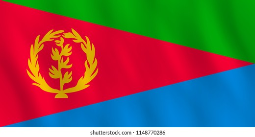 Eritrea flag with waving effect, official proportion.