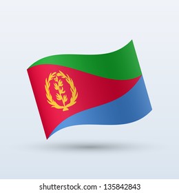 Eritrea flag waving form on gray background. Vector illustration.