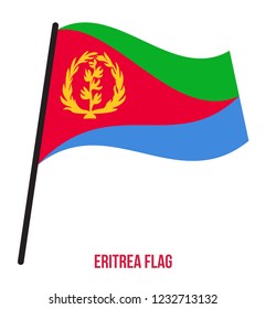 Eritrea Flag Waving Vector Illustration on White Background. Eritrea National Flag.