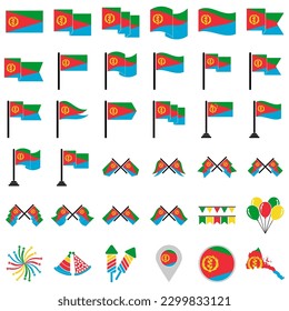 Juego de iconos de banderas de Eritrea, símbolo del símbolo del símbolo del icono del día de la independencia de Eritrea