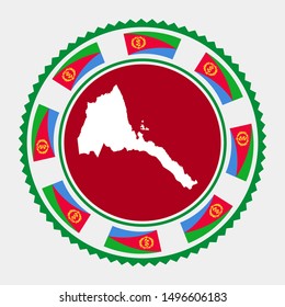 Eritrea flat stamp. Round logo with map and flag of Eritrea. Vector illustration.