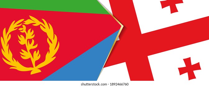 Eritrea and Georgia flags, two vector flags symbol of relationship or confrontation.