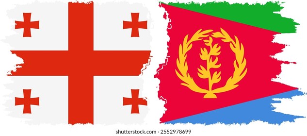 Eritrea and Georgia grunge flags connection, vector