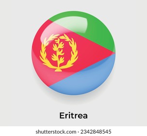 Eritrea glossy national flag bubble round shape icon vector illustration glass