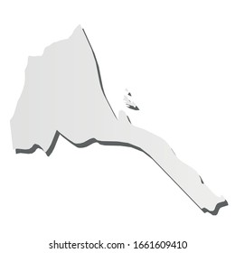 Eritrea - grey 3d-like silhouette map of country area with dropped shadow. Simple flat vector illustration.