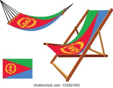eritrea hammock and deck chair set against white background, abstract vector art illustration