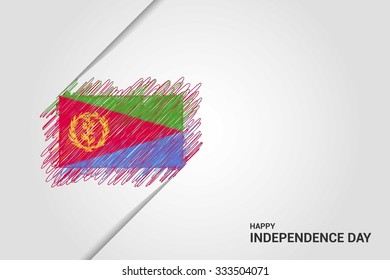 Eritrea Happy independence day scribble flag. Hand drawn Country flag on Gray crumbled paper. vintage background wallpaper vector illustration.