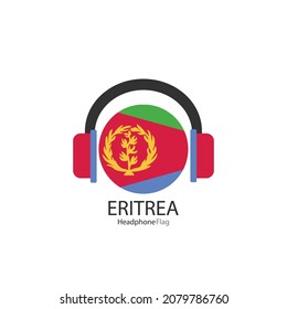 Eritrea headphone flag vector on white background.