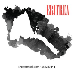 Eritrea. High detailed blue vector map. 
Spray watercolor paint.