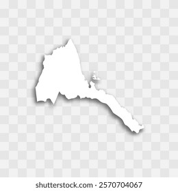 Eritrea high detailed vector representation of country silhouette. White color on transparent background with dropped shadow. For educational, decorative, or informational use.