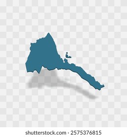 Eritrea high detailed vector representation of country silhouette. 3D map on transparent background with dropped shadow. For educational, decorative, or informational use.